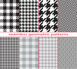 Set of seamless color geometric patterns. Pattern swatches are included in vector file.