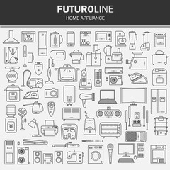 Fototapeta na wymiar set of futuristic icons. appliances set in a linear style. infographics. vector illustration.