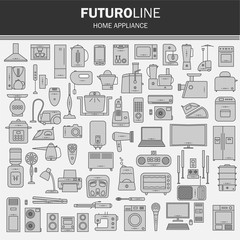 set of futuristic icons. appliances set in a linear style. infographics. vector illustration.