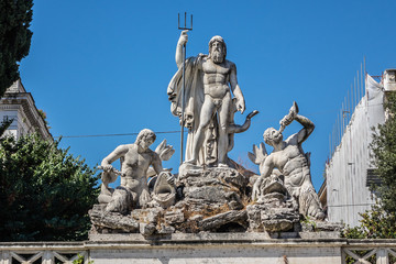 Fontana del Nettuno (Neptune Fountain) at People's Square. Rome.