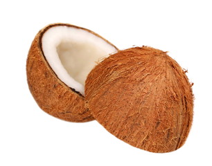 Coconut half isolated on white background, clipping path