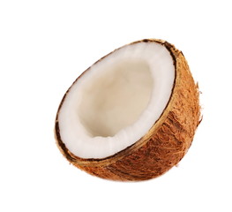 Coconut half isolated on white background, clipping path