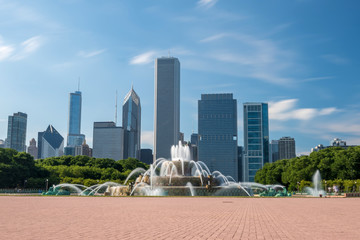 Buckingham fountain in Grant Park, Chicago, USA