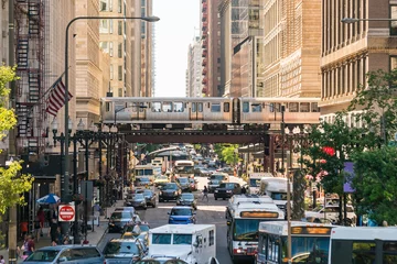 Abwaschbare Fototapete Zentralamerika Verkehr in der Innenstadt von Chicago