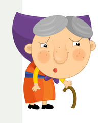 Cartoon scene with grandmother - isolated - illustration for children