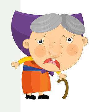 Cartoon scene with grandmother - isolated - illustration for children