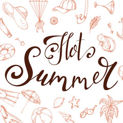 Lettering summer quote. Vector hand drawing composition. Monochrome typographic banner. Poster with handwritten text