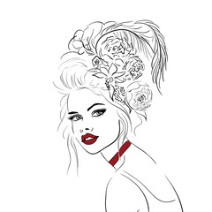 Red lips fashion portrait