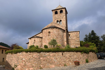 Fototapeta na wymiar Romanesque church of Sant Vicens, Espinelves, Barcelona province