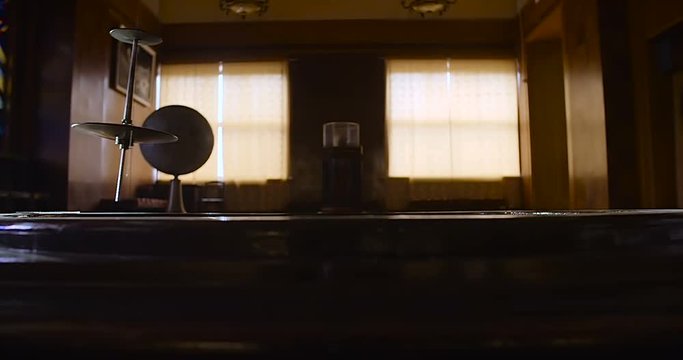 The pendulum rotates in the study