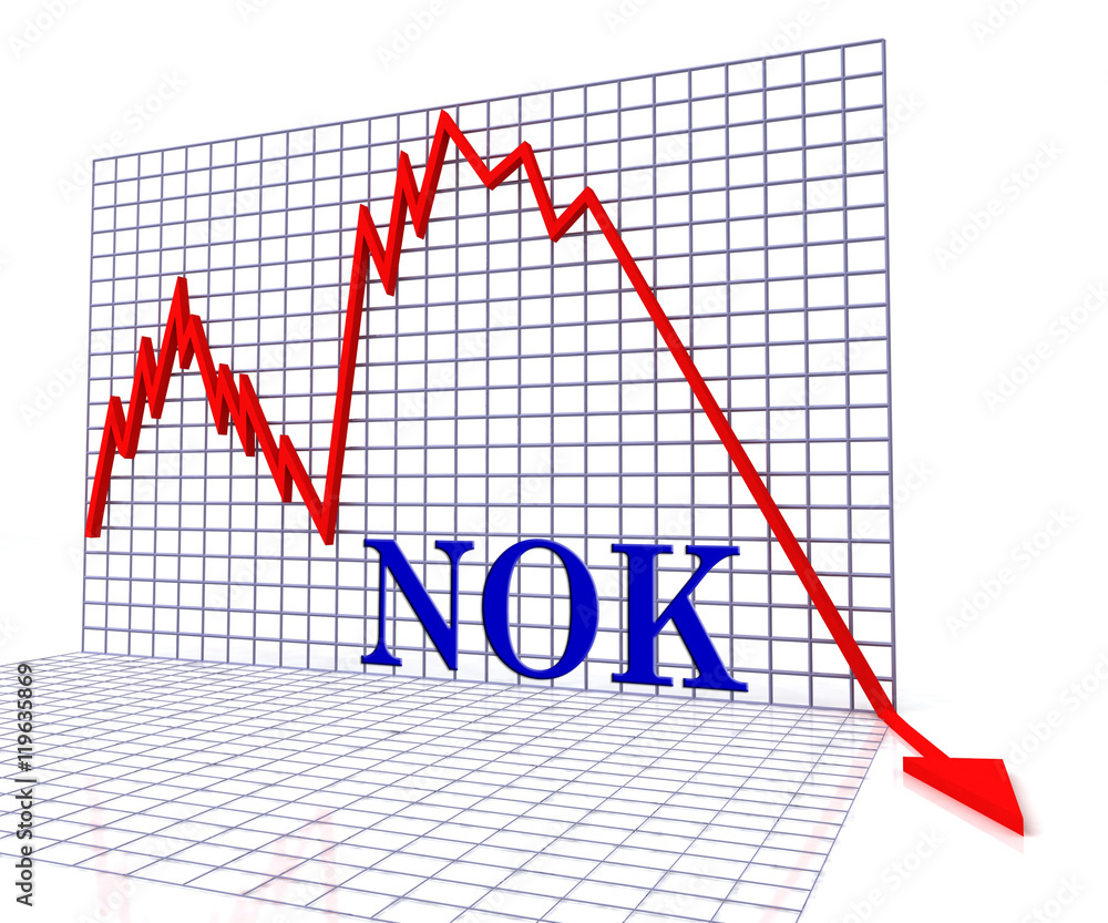 Poster nok graph negative shows norwegian krones 3d rendering