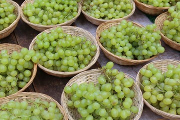Green grapes at a UK market place