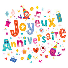 Joyeux Anniversaire Happy Birthday in French greeting card