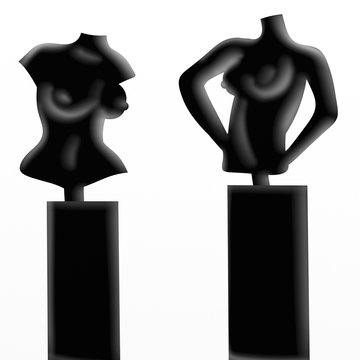 two black naked statues