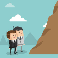 businessman mountain climb male cartoon suit business icon. Colorful and flat design. Vector illustration