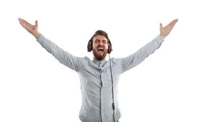 Sänger bei Probe im Tonstudio