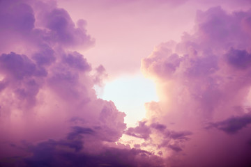Sky and clouds / Sky and clouds at twilight. Violet tone.