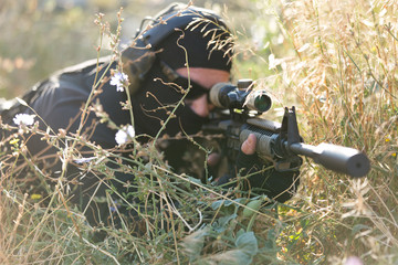 mercenary with weapon