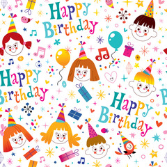 Happy birthday kids party seamless pattern
