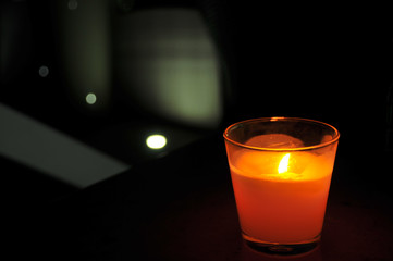 Candle light in glass