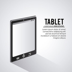 Tablet one black device display gadget technology tool icon. Isolated design. Vector illustration