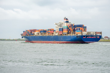 Container ship in the port of Rotterdam, Holland