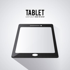 Tablet one black device display gadget technology tool icon. Isolated design. Vector illustration