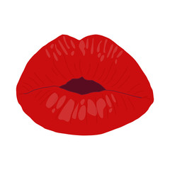 Red Lipstick Kiss. Woman lips vector illustration.