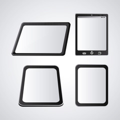 Tablet set black device display gadget technology tool icon. Isolated design. Vector illustration