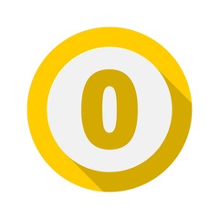Number 0 Icon With Long Shadow