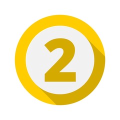Number 2 Icon With Long Shadow