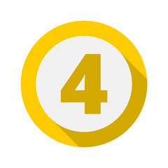 Number 4 Icon With Long Shadow