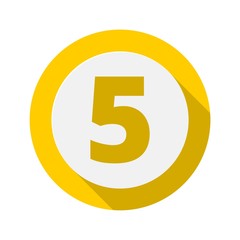 Number 5 Icon With Long Shadow