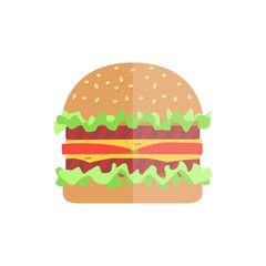 Hamburger with meat, lettuce and cheese.