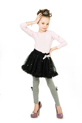 Fashionable beautiful girl playing in the model