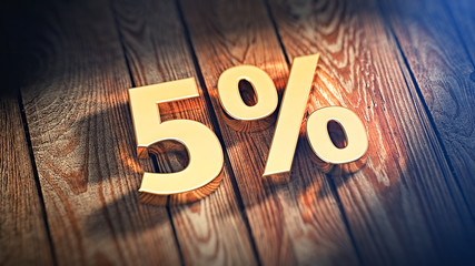 Digits 5% on wood planks