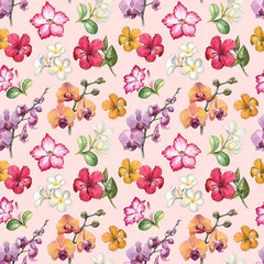 Watercolor seamless tropical pattern