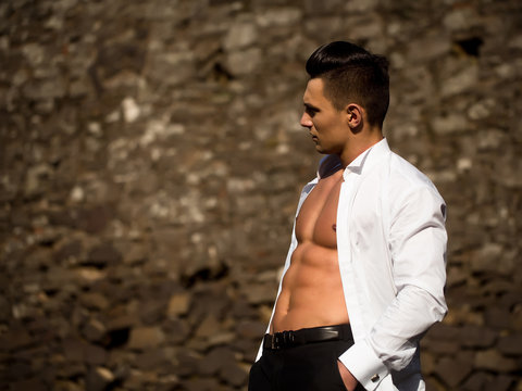 Handsome man bare-chested