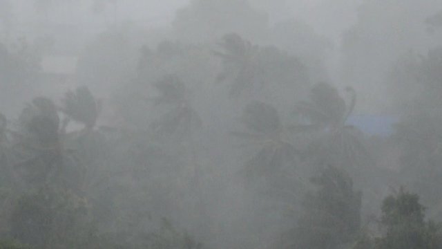 Tropical Hurricane. Raining on Island in Thailand.