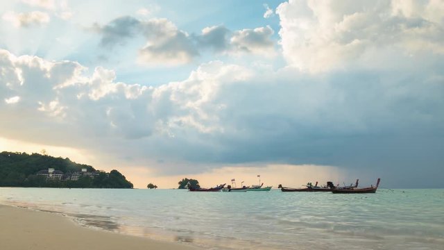famous phuket island airport nai yang beach sunset panorama 4k time lapse thailand
