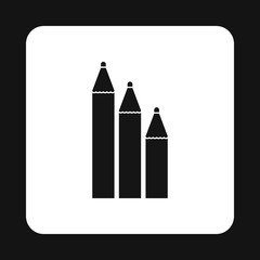 Three pencils icon in simple style on a white background