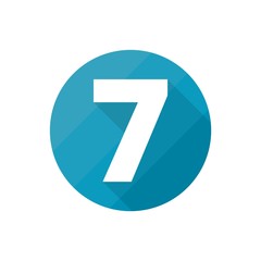 Number symbol 7, Flat icons set with long shadow