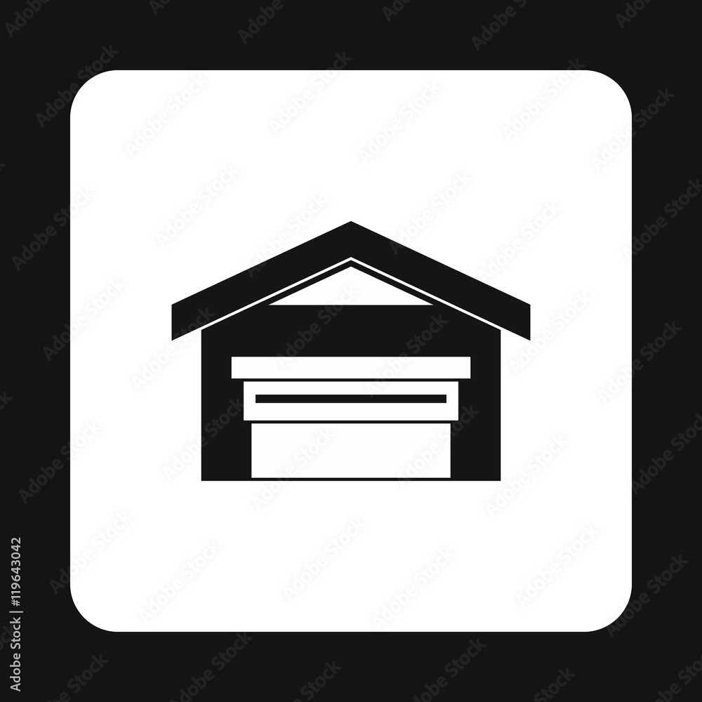 Poster warehouse building icon in simple style on a white background