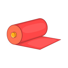 Red fabric roll icon in cartoon style isolated on white background
