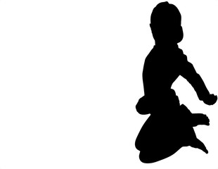 Child Jumping Shilouette isolated on white background