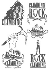 The set of symbols and logos for climbing and mountaineering. Co