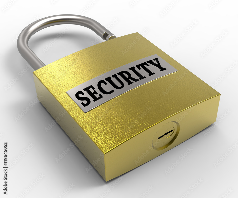 Poster security padlock represents secure privacy 3d rendering