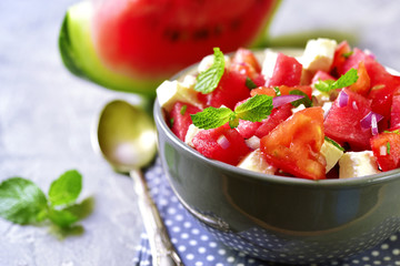 Watermelon salad.