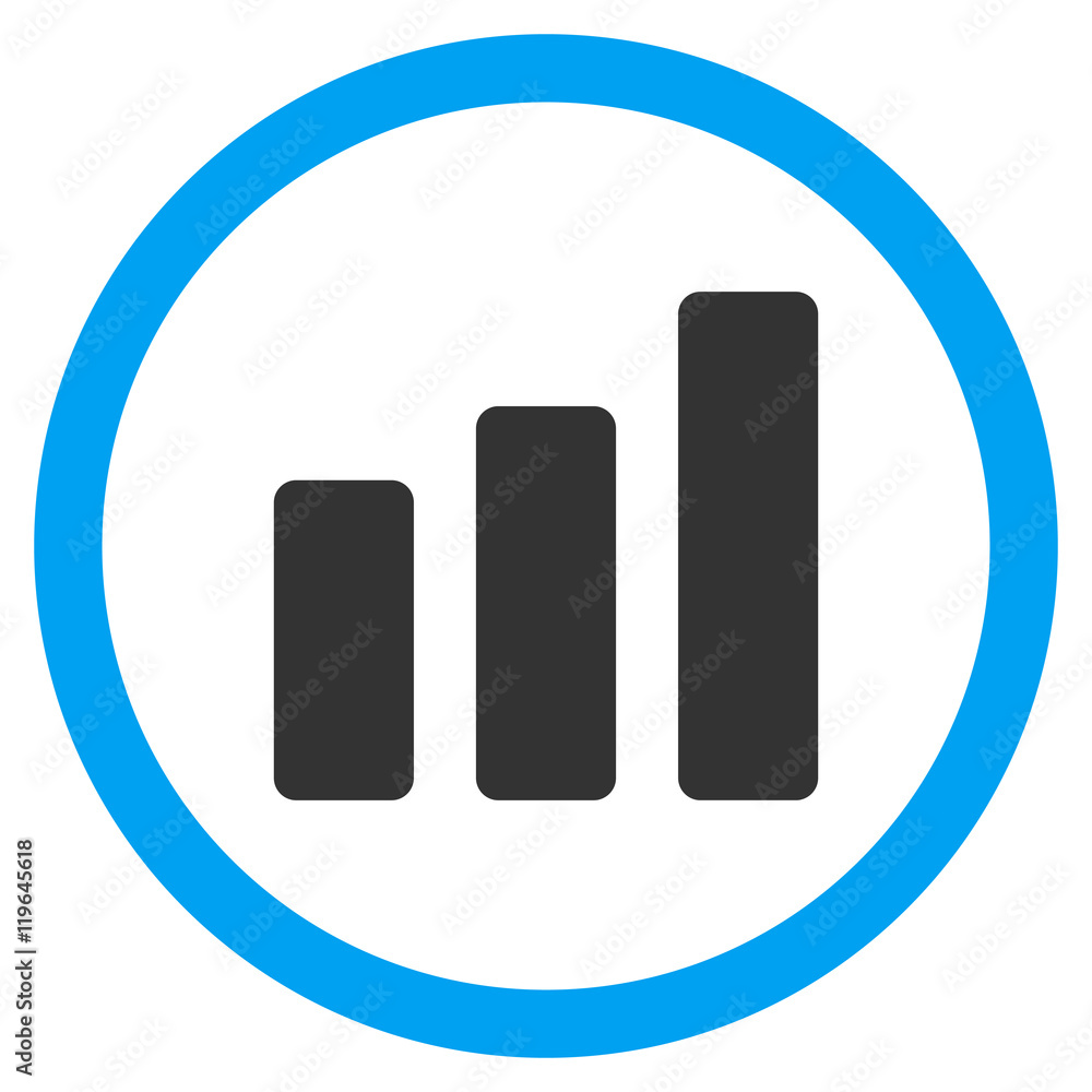 Poster bar chart increase vector bicolor rounded icon. image style is a flat icon symbol inside a circle, b