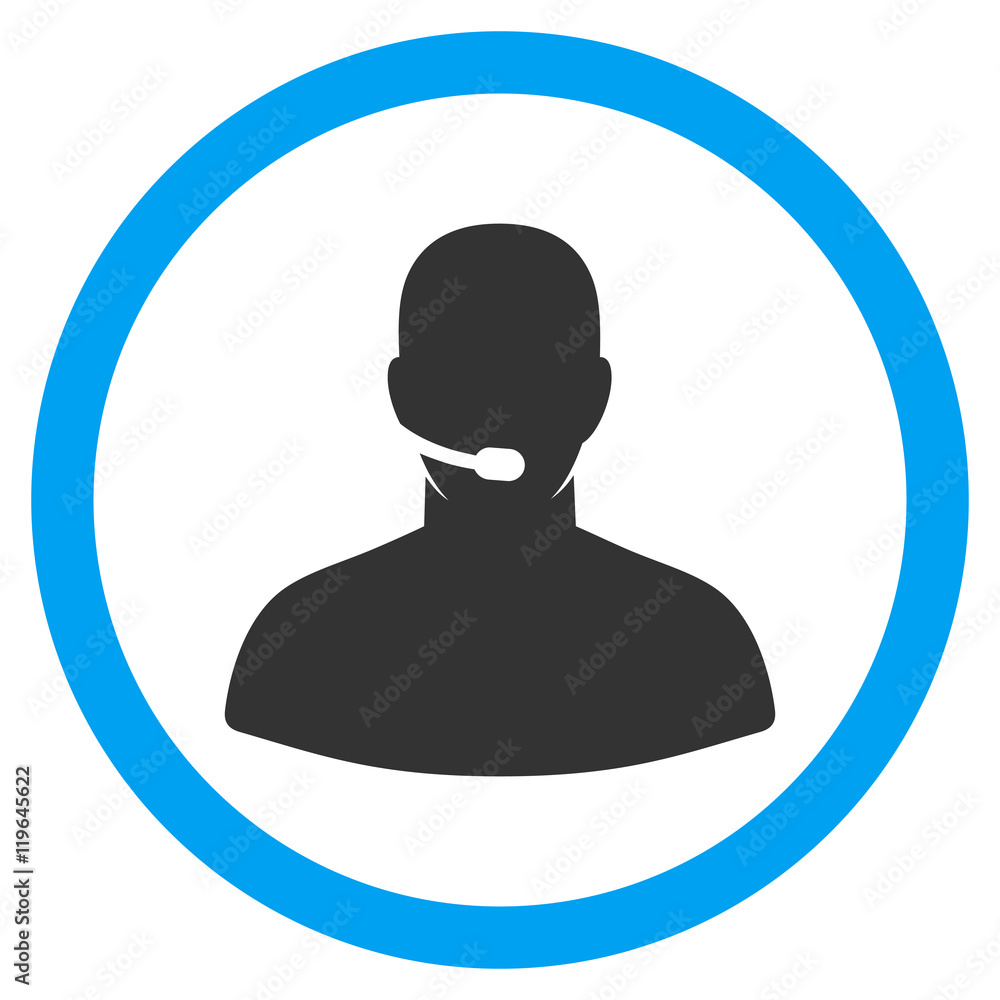 Poster call center operator vector bicolor rounded icon. image style is a flat icon symbol inside a circle,
